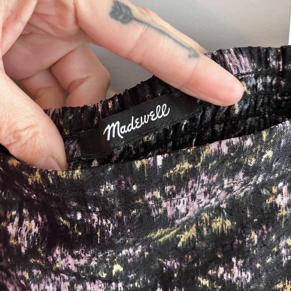 Madewell Black Floral Puff Sleeve Blouse - Picture 3 of 3